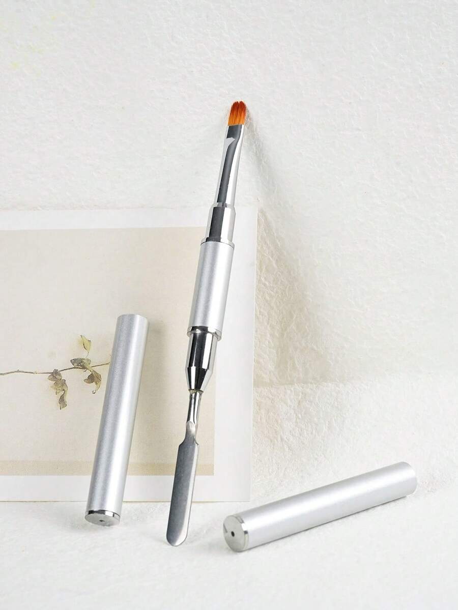 1pc Double-Ended Nail Art Tool, Suitable For Daily Manicure Use - Silver - View 1