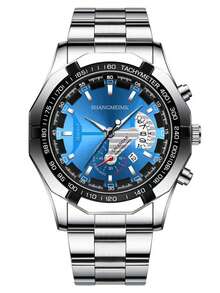 Men's Fashion Double-Sided Hollow Automatic Mechanical Watch, Classic Full Diamond Luxury Rhinestone Hollow Stylish Wristwatch