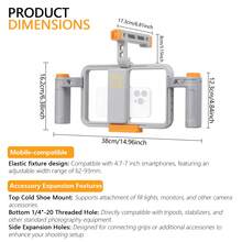 Eonix 3D Printed Phone Cage - Lightweight Handheld Rig For Mobile Filmmaking | Perfect For Vlogging, Outdoor Photography & Video Production - Light Grey - View 7