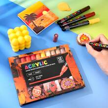 72 Colors Vivid Acrylic Marker Pen Set, 6 Color Systems, 1 Box Of 12 Gradient Colors, Non-Smudge Quick-Drying Markers, Medium Tip (2-3mm), Suitable For Rock Painting, Black Paper, Skateboard Decoration, Wood, Plastic, Canvas - Acrylic Markers - View 12