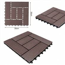 Bakaji 11-Piece WPC Tile Set For Outdoor Garden, Patio, Balcony, Flooring With Water Drainage, Interlocking Tile Assembly, Weather Resistant, Interlocking Design - Turtledove - View 8
