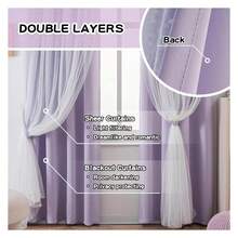 Lilac Curtains For  Bedroom - 90 Inch Blackout Lavender Curtains, Polka Dot Sheer, Grommet- 52x90 Inch, 2 Panels - 如圖 07 所示 - 查看 2