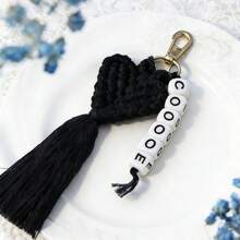 1 Stück personalisierter gewebter herzförmiger Namensanhänger, personalisierter Namensanhänger, herzförmiger Schlüsselanhänger, Brautjungferngeschenk, Hochzeitsparty Gastgeschenk, Valentinstag Geschenk - Gewebter Schlüsselanhänger - Übersicht 56