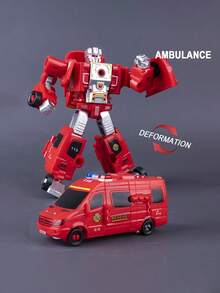 1Set 6-In-1 Alloy Fire & Engineering Transforming Team For Kids Aged 6+ - /Fire/Excavator/Spray Truck Combined Rescue Robot, Realistic Collectible Premium Gift Box Toy For Boys - Cool Transforming Toy - View 12