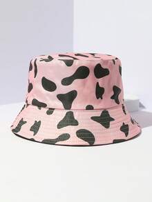 女士黑白奶牛纹渔夫帽，舒适透气，可折叠遮阳帽，适合春夏佩戴，百搭实用，适合日常、通勤、休闲和旅行，时尚女帽。