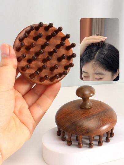 1pc Cute Stuff Compact Portable Mini Wide-Tooth Sandalwood Comb Hair & Scalp Massage Detangling Hairbrush For Thick, Thin, Curly & Straight Hair Edge Styling Compatible With Curling Iron Bathroom Accessories & Practical Gadget Travel Essential For Vacation & Back To School Women's Hair Accessory Perfect Gift For New Year, Valentine's Day, Mother's Day, Graduation Season & Wedding Return Gifts
