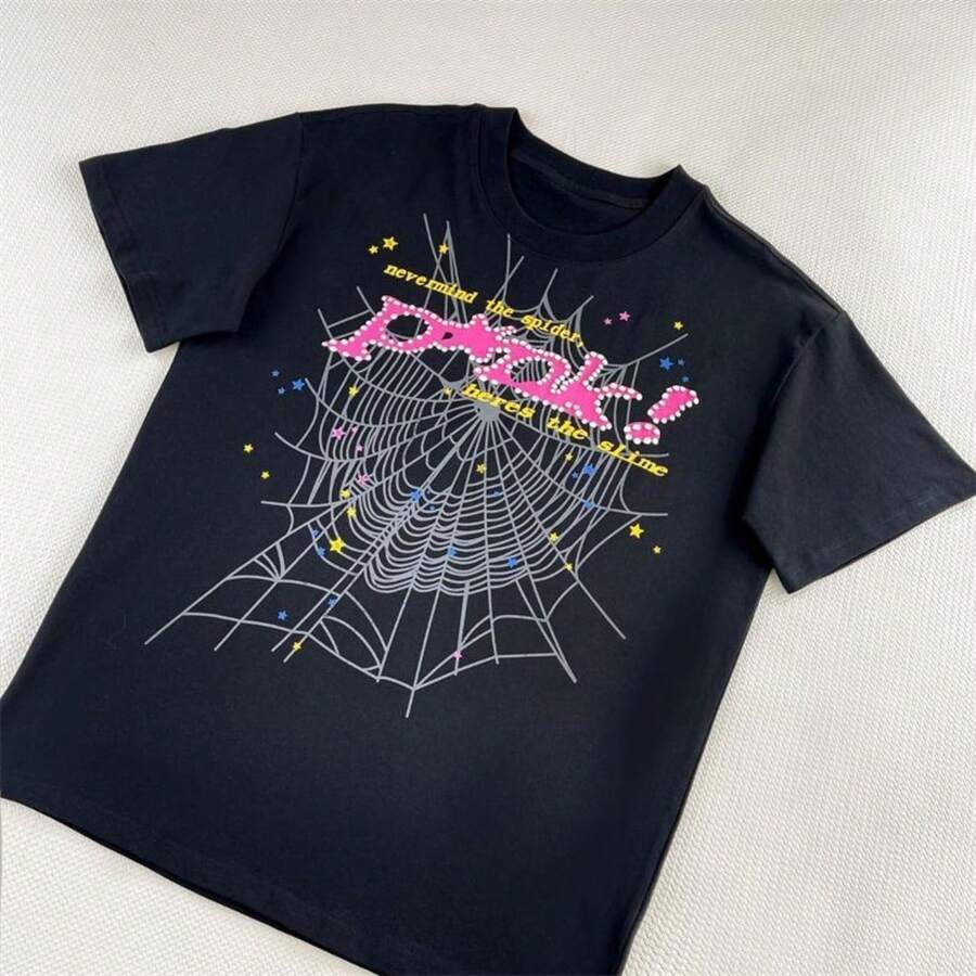 Black Spider Web T-Shirt Men's And Women's Cotton T-Shirt, Breathable Moisture Wicking And Anti-Odor, Size S, M, L - Black - View 1