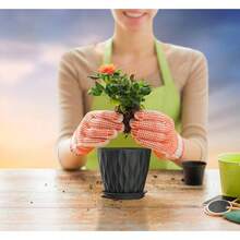 Inch Plant Pots 5 Pack, Flower Planters With Drainage Holes And Trays, Plastic Pots Indoor Outdoor Plants, White - Black + 5inch - View 2