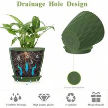 Inch Plant Pots 5 Pack, Flower Planters With Drainage Holes And Trays, Plastic Pots Indoor Outdoor Plants, White - 綠色 + 5英寸 - 查看 4