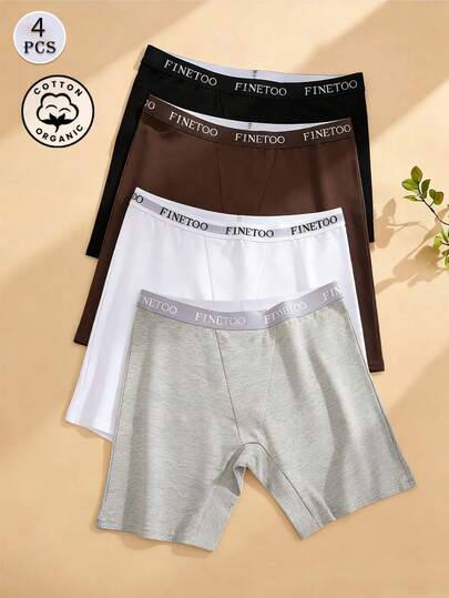 4 paquetes de pantalones cortos de para mujer de algodón orgánico - Básicos cómodos antideslizantes multicolor