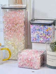 1 pieza Recipiente sellado, Almacenamiento de cocina multigrano, Frasco de plástico transparente, Recipiente de almacenamiento para bocadillos, productos secos y té, Con tapa hermética, Almacenamiento conveniente, Tapa con cierre a prueba de fugas, Adecuado para almacenar granos, especias, té, cuentas y accesorios. ¡Nota! No apto para lavavajillas. - transparente - Ver 3