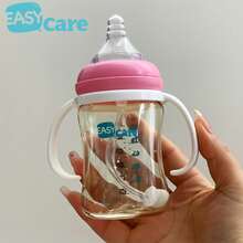 2PCS EASYCARE PPSU Baby Sippy Cup With Straw, Wide Neck Infant Feeding Bottle 6.3oz/180ml, Anti-Drop Training Cup For 6-12M, Easy Hold, Holiday & Baby Shower Gift - 藍色 - 查看 9