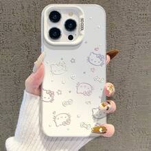 SANRIO Funda de teléfono con patrón de graffiti de oso gourmet lindo estilo coreano compatible con 17/16/15/14/13/12/11 - Blanco - Ver 8