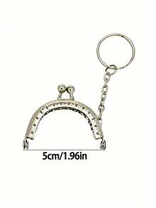 5 piezas Cierre mini billetera DIY, Marco de metal hecho a mano llavero, Cierre de mini bolso de ganchillo 5cm/1.96in, Decoración de bolso de mujer Charm/Colgante - Plateado - Ver 2