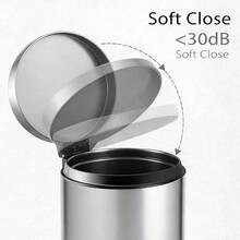 Small Trash Can With Lid Soft Close, 4.5 Liters / 1.2 Gallon Bathroom Garbage Can, Mini Step Trash Bin, Stainless Steel Wastebasket For Bathroom, Bedroom, Office (Silver),Silver - 銀色 - 查看 3