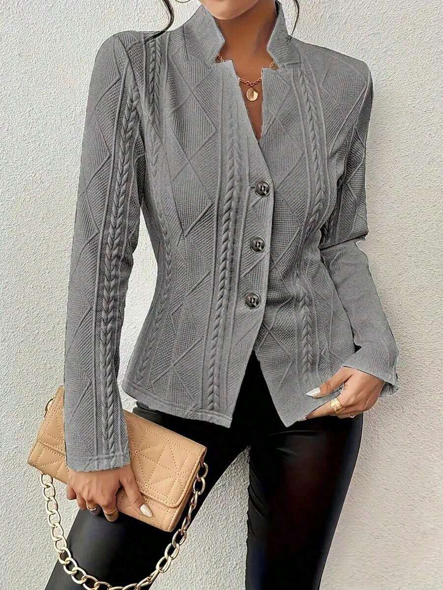 Abrigo de estilo de traje de moda de alta gama, adecuado para ir al trabajo, viajar y salidas casuales. - Caqui - Ver 1