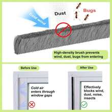 ZOMPAGO Strong Adhesive Brush Weather Stripping,02inx04inx33FT,Grey For Sliding Windows And Door Frames -Seal Strip For Soundproofing,Dustproof, Waterproof, Windproof - Durable And Wear Resistant - ColorA - 查看 4