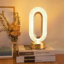 Modern Luxury Oval USB Rechargeable Crystal Table Lamp Living Room Bedroom Bedside Creative Decoration Atmosphere Night Light - trắng - Xem 1