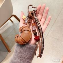 牛角面包/小圆面包造型钥匙扣吊坠，专为时尚爱好者设计，采用精致串珠编织绳制成，可DIY原创吊坠，多功能设计，高端时尚，时尚配饰，绝佳礼品之选，串珠设计，时尚配饰，PU皮革，多功能配件，独特钥匙扣，圣诞节和新年最佳礼物之选 - 彩色 - 查看 4