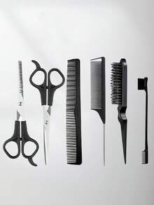 J·FOCUS 6-teiliges Herren Pflege-Set, Styling Kamm, Bartschneider, Haushalts-Barbier-Werkzeuge, professionelles Pflege-Set für den Salon, tragbares Reise-Herren-Pflege-Set, Bart- und Haarschneider-Set, Geschenk zum Vatertag, Geburtstagsgeschenk für ihn, Partyfavors, Weihnachts- und Valentinstags-Geschenk - Schwarz - Übersicht 9