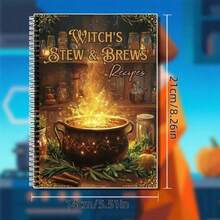 1 Book - Witch's Stew And Brewing Recipes: 50 Magic Spells, Spiral-Bound Halloween Magical Compendium, For Wicked And Heretics - Potion Making And Spell Diet - Elegant Dark Fantasy Design, With Boiler And Herbs - The Perfect Gift For Witches And Fans, Inspired Cooking Handbook, Mystic Illustrations, Durable Cover, Potion Guide, For Spiritual Practitioners - 女巫釀造配方本 - 查看 2
