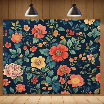 En vårblomsterfest med en ljus och blommande ros- och piondesign, polyestertyg, mycket lämplig som bakgrund för hembanderoller, olika motiv att välja mellan och olika storlekar att välja mellan.