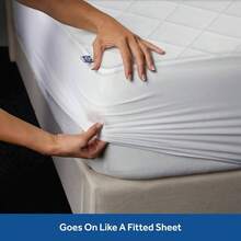 Luxury Cotton Soft Top Layer, High Loft Comfort EternaLoft Fiberfill, Durable Stretch Corners Mattresses 18 Inches Deep Washable Fitted Mattress Pad, King Size, White - Full - 查看 5