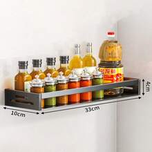 1pc Wall-Mounted Spice Rack Storage Organizer - Made Of Aluminum Magnesium Alloy, Rust-Proof, No Charging Required, Drill-Free Installation, Includes Spice Jars And Storage Containers, Suitable For Kitchen Organization - Multicolor - View 10