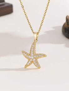 1pc Fashion New Ins Style Sea Star Pendant Necklace Exquisite Jewelry For Women And Girls - Gold - View 6