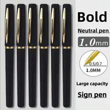Premium Comfort Grip Ballpoint Pens, 1.0mm Thick Writing For Business/Study (Bulk 6/10 Packs) Large Ink Volume Gel Pens - Smooth Writing , Black Barrel With Gold Accents