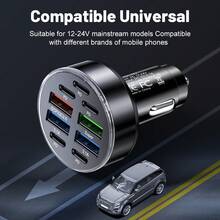 1/2个4USB+5PD 38W快充车载充电器适配器，兼容USB/Type-C充电线 - A - 查看 7