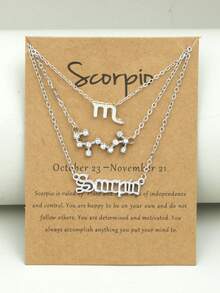 3 pièces/set Collier à la mode 12 à pendentif constellation pour femme pour décoration quotidienne - Argent - Voir 21