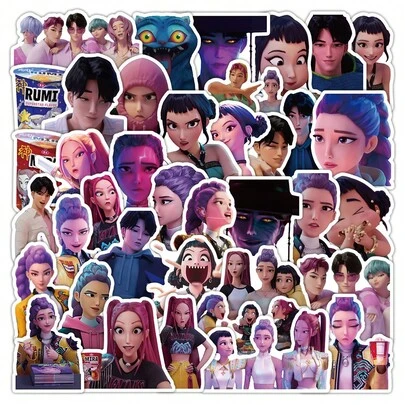 Mattel 53 piezas Pegatinas de personajes de brujas de dibujos animados, expresiones decorativas y fundas de teléfono, pegatinas hermosas resistentes al agua, pegatinas de caza de brujas, personajes animados y pegatinas de estilo estadounidense, materiales decorativos DIY, adecuados para decorar botellas de agua, cuadernos y fiestas de cumpleaños, se pueden regalar como regalos de cumpleaños para estudiantes y novias.