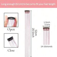12pcs/Set 20-Inch Party, Cosplay And Holiday Gift Glitter Synthetic Hair Extensions, Heat Resistant With Clips, Hair Accessories - Multicolor - View 5