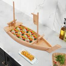 ZHFEISY Wooden Sushi Boat Serving Tray 28 Inch Sushi Plate For Restaurant & Parties Sushi Decorative Tray - 預設 - 查看 2