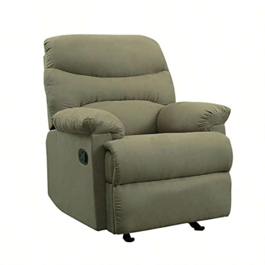 ccSilla reclinable sofá Individual Manual Transpirable Silla Suave para Sala de Estar Asiento de salón de Cine en casa tapizado cómodo reposapiés Silla reclinable para recepción Dormitorio oficnn - Microfibra Sage - Ver 1