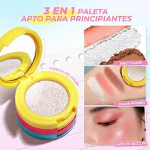 TendenciaMinimeli Paleta 3 En 1 Sombra Rubor E Iluminador Gitter 4.5gCalidad premium - 02 - Ver 8