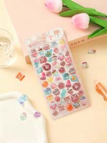 3D Embossed Crystal Stickers, Fruit Rabbit Pattern, Children's Handmade Educational DIY Decorative Materials, Gift Stickers, Spiral Notebook, Office & School Supplies, Unisex, Improve Work Efficiency, Back To School Essential, Retro Minimalist Design - Multicolor - View 13