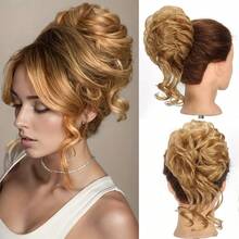 2个装合成发髻发圈，蓬松凌乱波浪卷发片，易于佩戴，打造凌乱发髻造型，百搭日常佩戴，适合女性日常、派对、万圣节、圣诞节、节日、婚礼等场合，可打造蓬松盘发、发髻、环绕式马尾辫。 - 彩色 - 查看 25