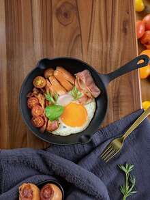 Juego De 3 Sartenes De Hierro Antiadherente Negro, Utensilios De Cocina Para El Hogar, Sartén Multifuncional Para Uso Doméstico o Al Aire Libre, Utensilios De Cocina Planos Para Cocinar a Diario, Sartén Para Crepas, Parrilla Antiadherente Para Calentar y Asar, Ideal Para Hacer Sándwiches y Crepas. - Negro - Ver 9