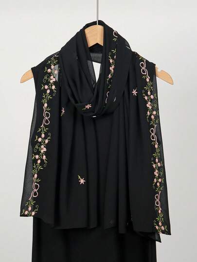 1pc Minimalist Embroidered Middle Eastern Style Head Scarf/Hijab, Malaysian Headwrap