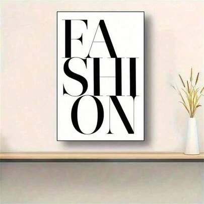 1pc Optional Frame Minimalist "FASHION" Bold Lettering Canvas Print Art, Black And White Wall Arts Posters,Vintage Style Poster, Home/Office/Boutique Decor, Room Decor,Gift For Fashion Lovers And Designers