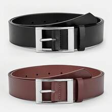 Men's Pin Buckle Belt, PU Material, Casual Jeans Belt, Great Gift - 黑色 - 查看 3