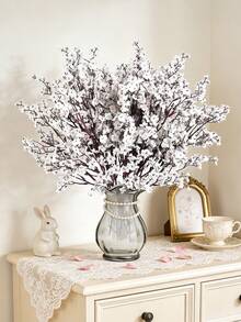 1/4 piezas Flor de cielo estrellado simulada, ramo de flores de cielo estrellado falso, adecuado para decoración de habitación de primavera y otoño, jardín al aire libre, chimenea interior, decoración del porche, boda, fiesta, decoración de flores DIY, decoración de Año Nuevo, regalos - Blanco - Ver 4