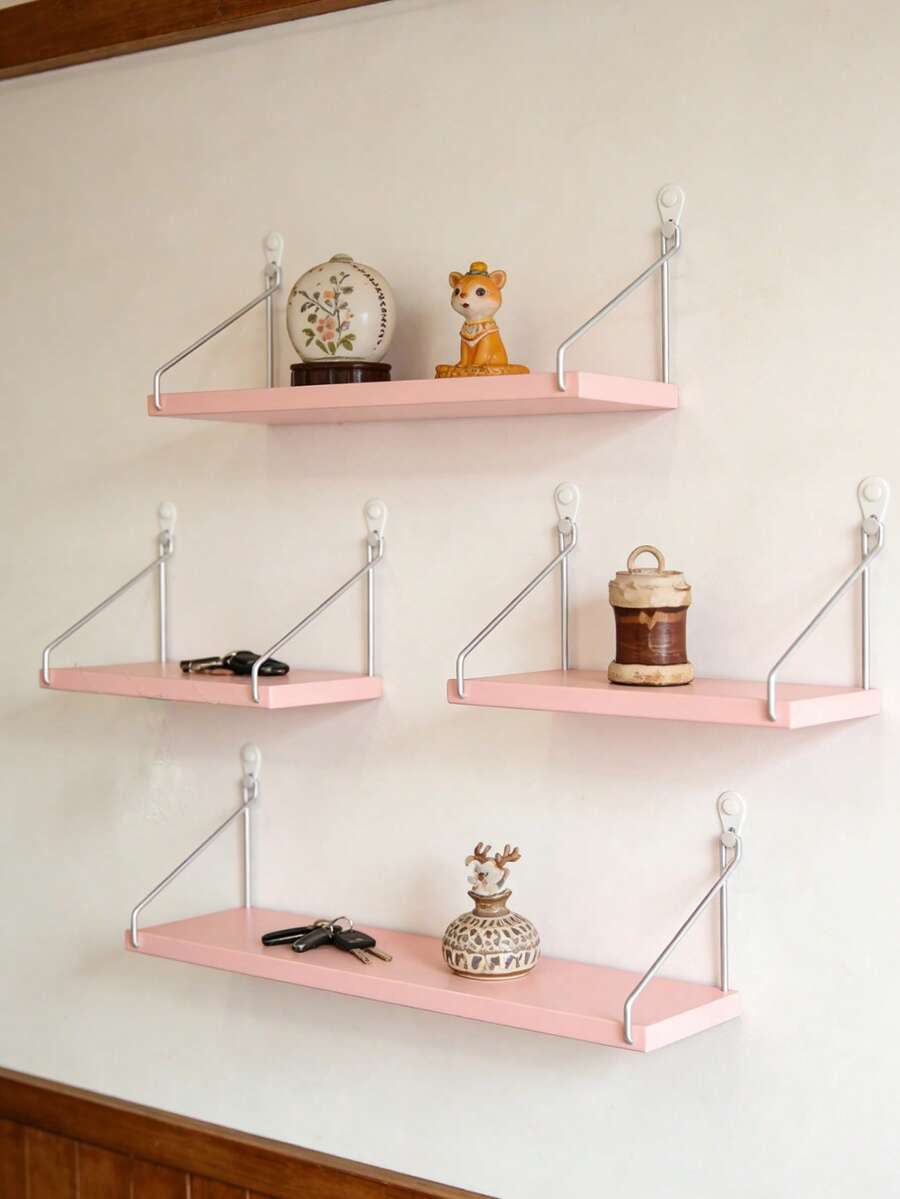 1 Stück rosa Atmosphäre Wandregal, dekorative Aufbewahrungseinheit, hängende Wandorganisation für Zuhause, Schlafzimmer, Wohnzimmer - Pink - Übersicht 1