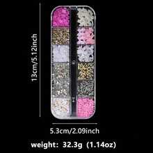 3D Multi Shapes Nail Charms And Flatback Pearls, White Pink Heart Star Bow Butterfly Acrylic Flower Cute Nail Jewels With Caviar Beads, Rhinestones, Pearls For Y2K Nail Art DIY Decoration - 12 ô lưới - Xem 6