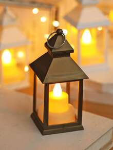 1pc Vintage Handheld LED Lantern Light (With Battery), Indoor Tabletop Decor LED Lantern, Ramadan Eid Al-Fitr Eid Al-Adha Decor Lantern, Wedding Party Holiday Camping Decor LED Lantern, Bedroom Decor Tabletop Night Light - Yellow - View 15