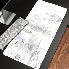 Large XXL Abstract Art Gaming Mouse Pad - Silver White, Rubber Base, Perfect For Office Decoration, Smooth Surface For Precise Mouse Movement, Desktop Mouse Pad - B - View 4