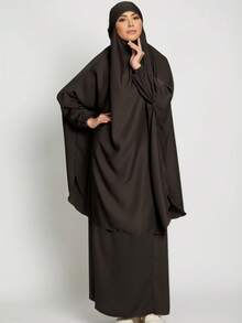 2pcs Muslim Women Prayer Dress Set, Long Sleeve Loose Robe, Headscarf, Suitable For Festivals - Multicolor - View 4