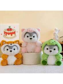 7.8 Inch Plush Husky Doll - Adorable Transformable Husky Doll, Doll Puppy Wearing Clothes, Realistic Details Make Precious Companion - Great For Bedroom Or Classroom Decor - 4 Styles Available, Valentine's Day Gift - Multicolor - View 7